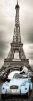 Poster Città Parigi Tour Eiffel 2 cavalli Bacio DOOR POSTER