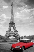 Poster Città Parigi Tour Eiffel 2 cavalli Bacio