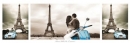 Poster Fotografico Parigi Tour Eiffel Auto e Vespa d' Epoca Baci