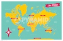 Poster Educativi e Scolastici Cartina Mappa del Mondo Bicolore