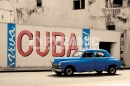 Poster Vintage Auto Macchina Blu a Cuba