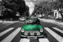 Poster Vintage Mini Morris ad Abbey Road
